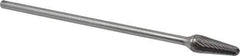SGS Pro - 1/2" Cut Diam, 1/4" Shank Diam, Taper Head Single Cut Burr - Carbide, Radius End, 1-1/8" LOC - Industrial Tool & Supply