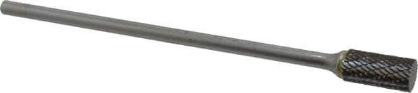 SGS Pro - 1/2" Cut Diam, 1/4" Shank Diam, Cylinder Head Double Cut Burr - Carbide, Flat End, 1" LOC - Industrial Tool & Supply