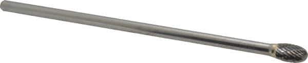 SGS Pro - 3/8" Cut Diam, 1/4" Shank Diam, Oval Head Double Cut Burr - Carbide, Radius End, 5/8" LOC - Industrial Tool & Supply