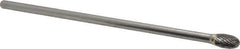 SGS Pro - 3/8" Cut Diam, 1/4" Shank Diam, Oval Head Double Cut Burr - Carbide, Radius End, 5/8" LOC - Industrial Tool & Supply