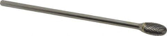 SGS Pro - 1/2" Cut Diam, 1/4" Shank Diam, Oval Head Double Cut Burr - Carbide, Radius End, 7/8" LOC - Industrial Tool & Supply