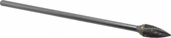 SGS Pro - 1/2" Cut Diam, 1/4" Shank Diam, Tree Head Double Cut Burr - Carbide, Point End, 1" LOC - Industrial Tool & Supply