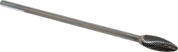 SGS Pro - 1/2" Cut Diam, 1/4" Shank Diam, Flame Head Double Cut Burr - Carbide, Radius End, 1-1/4" LOC - Industrial Tool & Supply