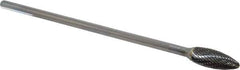 SGS Pro - 1/2" Cut Diam, 1/4" Shank Diam, Flame Head Double Cut Burr - Carbide, Radius End, 1-1/4" LOC - Industrial Tool & Supply