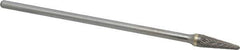 SGS Pro - 3/8" Cut Diam, 1/4" Shank Diam, Taper Head Double Cut Burr - Carbide, Radius End, 1-1/16" LOC - Industrial Tool & Supply