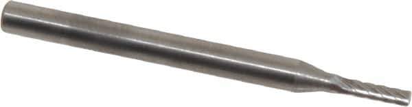 SGS Pro - 1/16" Cut Diam, 1/8" Shank Diam, Cylinder Head Single Cut Burr - Carbide, Flat End, 1/4" LOC, 1-1/2" OAL - Industrial Tool & Supply
