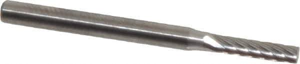 SGS Pro - 3/32" Cut Diam, 1/8" Shank Diam, Cylinder Head Single Cut Burr - Carbide, Flat End, 7/16" LOC, 1-1/2" OAL - Industrial Tool & Supply
