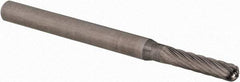 SGS Pro - 3/32" Cut Diam, 1/8" Shank Diam, Cylinder with Radius Head Single Cut Burr - Carbide, Radius End, 7/16" LOC, 2" OAL - Industrial Tool & Supply