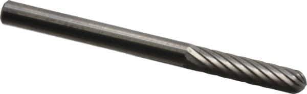 SGS Pro - 1/8" Cut Diam, 1/8" Shank Diam, Cylinder with Radius Head Single Cut Burr - Carbide, Radius End, 9/16" LOC, 1-1/2" OAL - Industrial Tool & Supply
