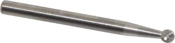 SGS Pro - 1/8" Cut Diam, 1/8" Shank Diam, Ball Head Single Cut Burr - Carbide, Radius End, 1/8" LOC, 1-1/2" OAL - Industrial Tool & Supply