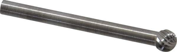 SGS Pro - 3/16" Cut Diam, 1/8" Shank Diam, Ball Head Single Cut Burr - Carbide, Radius End, 5/32" LOC - Industrial Tool & Supply