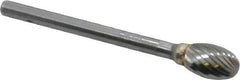 SGS Pro - 1/4" Cut Diam, 1/8" Shank Diam, Oval Head Single Cut Burr - Carbide, Radius End, 3/8" LOC - Industrial Tool & Supply