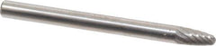 SGS Pro - 1/8" Cut Diam, 1/8" Shank Diam, Tree with Radius Head Single Cut Burr - Carbide, Radius End, 1/4" LOC, 1-1/2" OAL - Industrial Tool & Supply