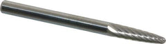 SGS Pro - 1/8" Cut Diam, 1/8" Shank Diam, Tree with Radius Head Single Cut Burr - Carbide, Radius End, 1/2" LOC, 1-1/2" OAL - Industrial Tool & Supply