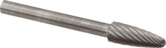 SGS Pro - 3/16" Cut Diam, 1/8" Shank Diam, Tree with Radius Head Single Cut Burr - Carbide, Radius End, 1/2" LOC - Industrial Tool & Supply
