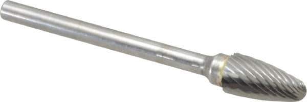 SGS Pro - 1/4" Cut Diam, 1/8" Shank Diam, Tree with Radius Head Single Cut Burr - Carbide, Radius End, 1/2" LOC, 2" OAL - Industrial Tool & Supply