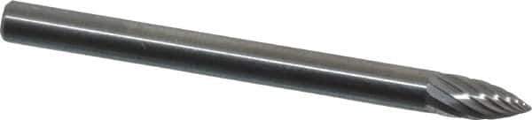 SGS Pro - 1/8" Cut Diam, 1/8" Shank Diam, Tree Head Single Cut Burr - Carbide, Point End, 1/4" LOC, 1-1/2" OAL - Industrial Tool & Supply