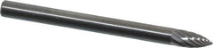 SGS Pro - 1/8" Cut Diam, 1/8" Shank Diam, Tree Head Single Cut Burr - Carbide, Point End, 1/4" LOC, 1-1/2" OAL - Industrial Tool & Supply