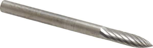 SGS Pro - 1/8" Cut Diam, 1/8" Shank Diam, Tree Head Single Cut Burr - Carbide, Point End, 1/2" LOC, 1-1/2" OAL - Industrial Tool & Supply