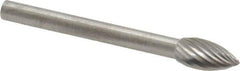 SGS Pro - 3/16" Cut Diam, 1/8" Shank Diam, Flame Head Single Cut Burr - Carbide, Radius End, 3/8" LOC - Industrial Tool & Supply