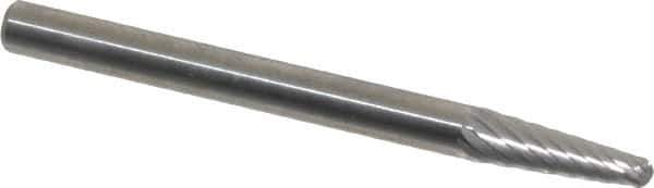 SGS Pro - 1/8" Cut Diam, 1/8" Shank Diam, Taper Head Single Cut Burr - Carbide, Radius End, 3/8" LOC, 1-1/2" OAL - Industrial Tool & Supply