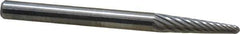 SGS Pro - 1/8" Cut Diam, 1/8" Shank Diam, Taper Head Single Cut Burr - Carbide, Radius End, 1/2" LOC, 1-1/2" OAL - Industrial Tool & Supply