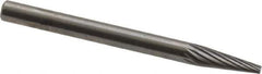 SGS Pro - 1/8" Cut Diam, 1/8" Shank Diam, Cone Head Single Cut Burr - Carbide, Point End, 11/32" LOC, 1-1/2" OAL - Industrial Tool & Supply