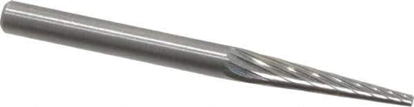 SGS Pro - 1/8" Cut Diam, 1/8" Shank Diam, Cone Head Single Cut Burr - Carbide, Point End, 5/8" LOC, 1-1/2" OAL - Industrial Tool & Supply