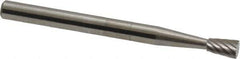 SGS Pro - 1/8" Cut Diam, 1/8" Shank Diam, Inverted Cone Head Single Cut Burr - Carbide, Flat End, 3/16" LOC, 1-1/2" OAL - Industrial Tool & Supply