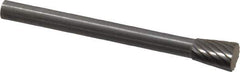 SGS Pro - 3/16" Cut Diam, 1/8" Shank Diam, Inverted Cone Head Single Cut Burr - Carbide, Flat End, 1/4" LOC - Industrial Tool & Supply