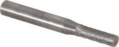 SGS Pro - 1/16" Cut Diam, 1/8" Shank Diam, Cylinder Head Double Cut Burr - Carbide, Flat End, 1/4" LOC, 1-1/2" OAL - Industrial Tool & Supply