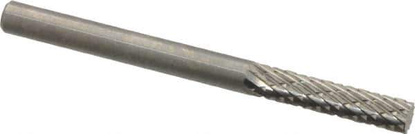 SGS Pro - 1/8" Cut Diam, 1/8" Shank Diam, Cylinder Head Double Cut Burr - Carbide, Flat End, 9/16" LOC, 1-1/2" OAL - Industrial Tool & Supply