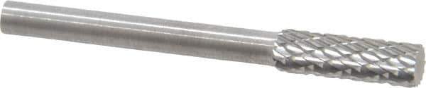 SGS Pro - 5/32" Cut Diam, 1/8" Shank Diam, Cylinder Head Double Cut Burr - Carbide, Flat End, 1/2" LOC - Industrial Tool & Supply