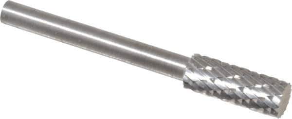 SGS Pro - 3/16" Cut Diam, 1/8" Shank Diam, Cylinder Head Double Cut Burr - Carbide, Flat End, 1/2" LOC - Industrial Tool & Supply