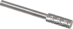 SGS Pro - 3/16" Cut Diam, 1/8" Shank Diam, Cylinder Head Double Cut Burr - Carbide, Flat End, 1/2" LOC - Industrial Tool & Supply