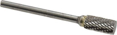SGS Pro - 1/4" Cut Diam, 1/8" Shank Diam, Cylinder Head Double Cut Burr - Carbide, Flat End, 1/2" LOC, 2-1/4" OAL - Industrial Tool & Supply