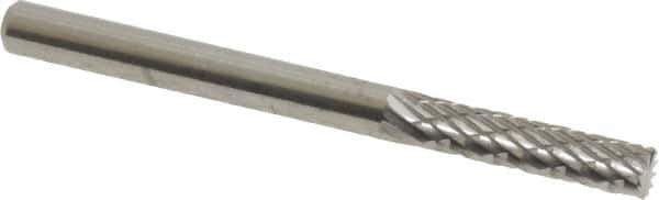 SGS Pro - 1/8" Cut Diam, 1/8" Shank Diam, Cylinder with End Cut Head Double Cut Burr - Carbide, End Cut End, 9/16" LOC, 1-1/2" OAL - Industrial Tool & Supply