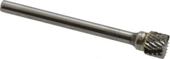SGS Pro - 1/4" Cut Diam, 1/8" Shank Diam, Cylinder with End Cut Head Double Cut Burr - Carbide, End Cut End, 3/16" LOC, 1-11/16" OAL - Industrial Tool & Supply