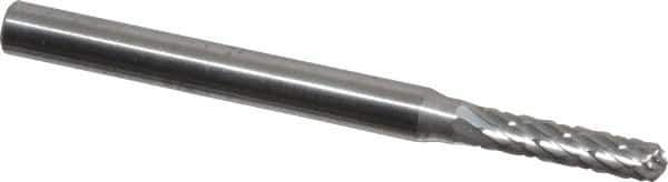 SGS Pro - 3/32" Cut Diam, 1/8" Shank Diam, Cylinder with Radius Head Double Cut Burr - Carbide, Radius End, 7/16" LOC, 1-1/2" OAL - Industrial Tool & Supply