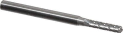 SGS Pro - 3/32" Cut Diam, 1/8" Shank Diam, Cylinder with Radius Head Double Cut Burr - Carbide, Radius End, 7/16" LOC, 1-1/2" OAL - Industrial Tool & Supply
