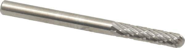 SGS Pro - 1/8" Cut Diam, 1/8" Shank Diam, Cylinder with Radius Head Double Cut Burr - Carbide, Radius End, 9/16" LOC, 1-1/2" OAL - Industrial Tool & Supply
