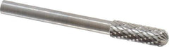 SGS Pro - 5/32" Cut Diam, 1/8" Shank Diam, Cylinder with Radius Head Double Cut Burr - Carbide, Radius End, 1/2" LOC - Industrial Tool & Supply