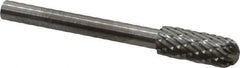 SGS Pro - 3/16" Cut Diam, 1/8" Shank Diam, Cylinder with Radius Head Double Cut Burr - Carbide, Radius End, 1/2" LOC - Industrial Tool & Supply
