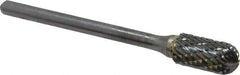 SGS Pro - 1/4" Cut Diam, 1/8" Shank Diam, Cylinder with Radius Head Double Cut Burr - Carbide, Radius End, 1/2" LOC, 2-15/16" OAL - Industrial Tool & Supply