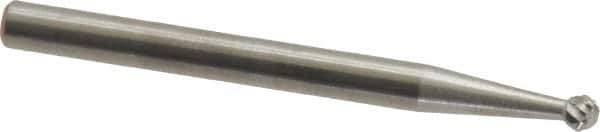SGS Pro - 3/32" Cut Diam, 1/8" Shank Diam, Ball Head Double Cut Burr - Carbide, Radius End, 3/32" LOC, 1-1/2" OAL - Industrial Tool & Supply