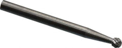 SGS Pro - 1/8" Cut Diam, 1/8" Shank Diam, Ball Head Double Cut Burr - Carbide, Radius End, 1/8" LOC, 1-1/2" OAL - Industrial Tool & Supply
