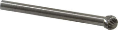 SGS Pro - 3/16" Cut Diam, 1/8" Shank Diam, Ball Head Double Cut Burr - Carbide, Radius End, 5/32" LOC - Industrial Tool & Supply