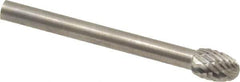 SGS Pro - 3/16" Cut Diam, 1/8" Shank Diam, Oval Head Double Cut Burr - Carbide, Radius End, 9/32" LOC - Industrial Tool & Supply