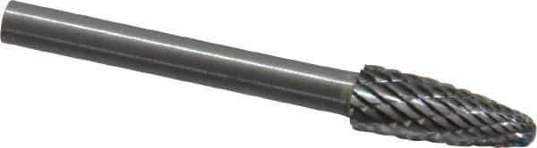 SGS Pro - 3/16" Cut Diam, 1/8" Shank Diam, Tree with Radius Head Double Cut Burr - Carbide, Radius End, 1/2" LOC - Industrial Tool & Supply