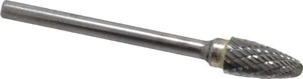 SGS Pro - 1/4" Cut Diam, 1/8" Shank Diam, Tree with Radius Head Double Cut Burr - Carbide, Radius End, 1/2" LOC, 2" OAL - Industrial Tool & Supply